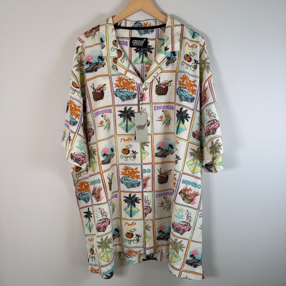 NEW Fresh Prints of Bel-Air Caribbean Mambo Button Up Shirt 3X Vacation Tropical
